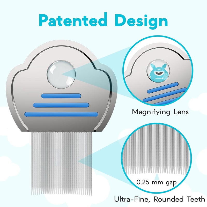 Adamson Lice Comb Duo - Stainless Steel Lice Comb for Kids x 2 - Effective Nit Comb - Lice Combs for Thick Hair - Durable and Easy to Clean - Red and Blue Set - Image 3